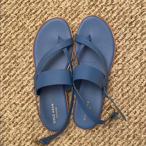 Blue leather sandals